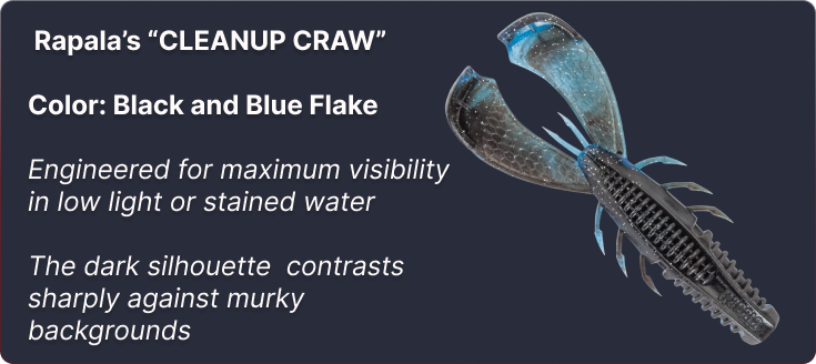 Black and Blue Flake Rapala CrushCity Customs Cleanup Craw 